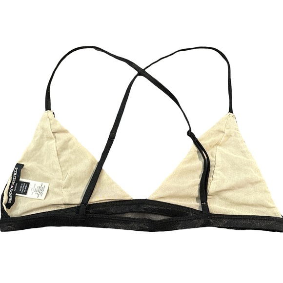 BRANDY MELVILLE women's black/cream lace cross-back bralette, size medium. - Picture 3 of 4